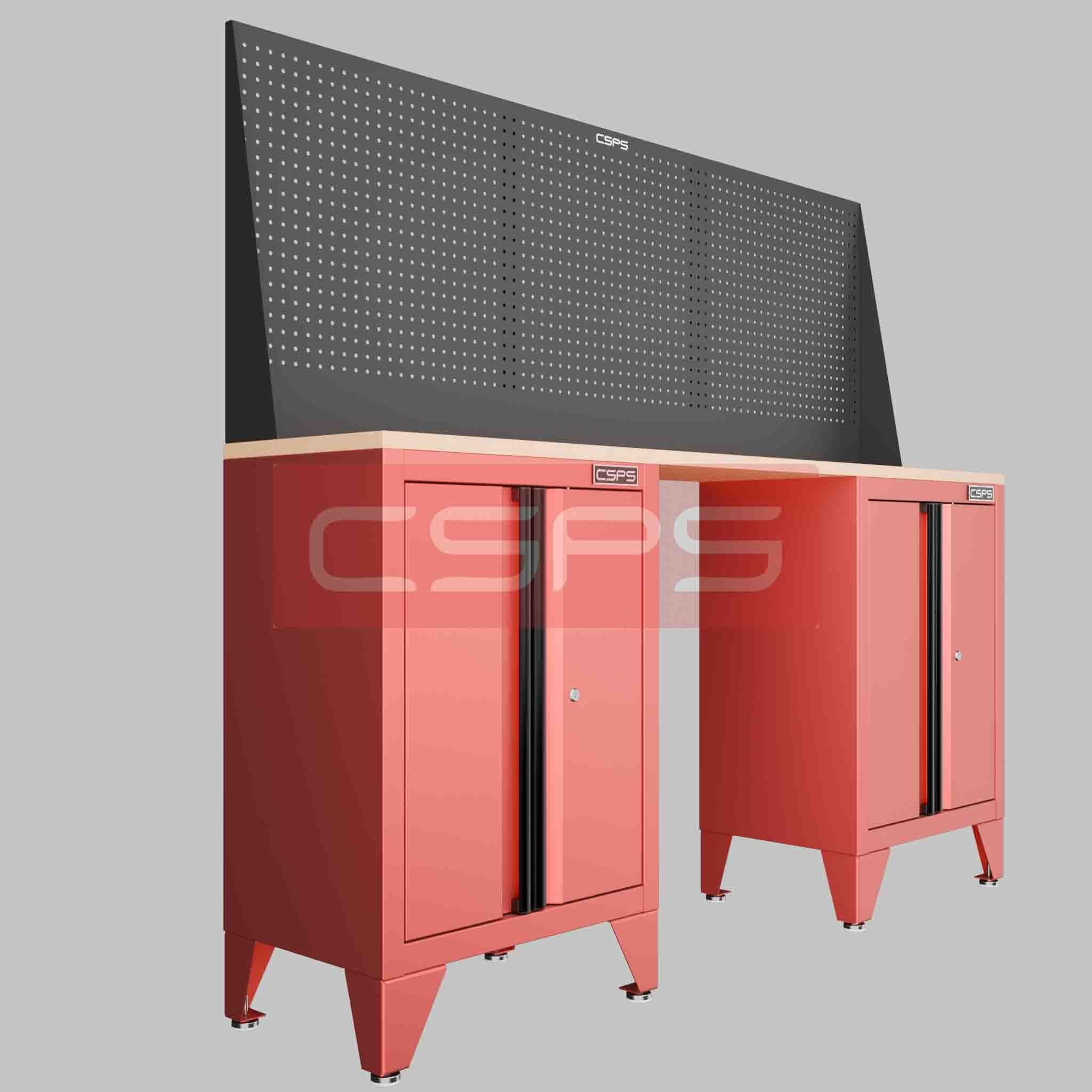 Tủ dụng cụ CSPS dài 183cm Rộng 41cm - 2 tủ - 00 học kéo chân cố định màu đỏ