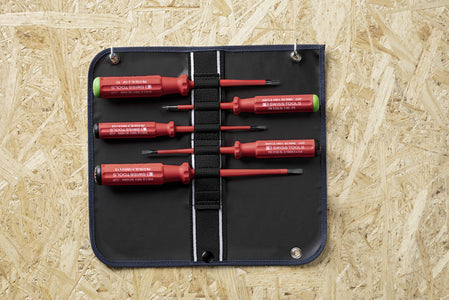 BỘ TUA VÍT CÁCH ĐIỆN THEO CHUẨN VDE ĐỰNG TRONG TÚI VẢI CUỘN CAO CẤP PB SWISS TOOLS PB 5543 SU GY