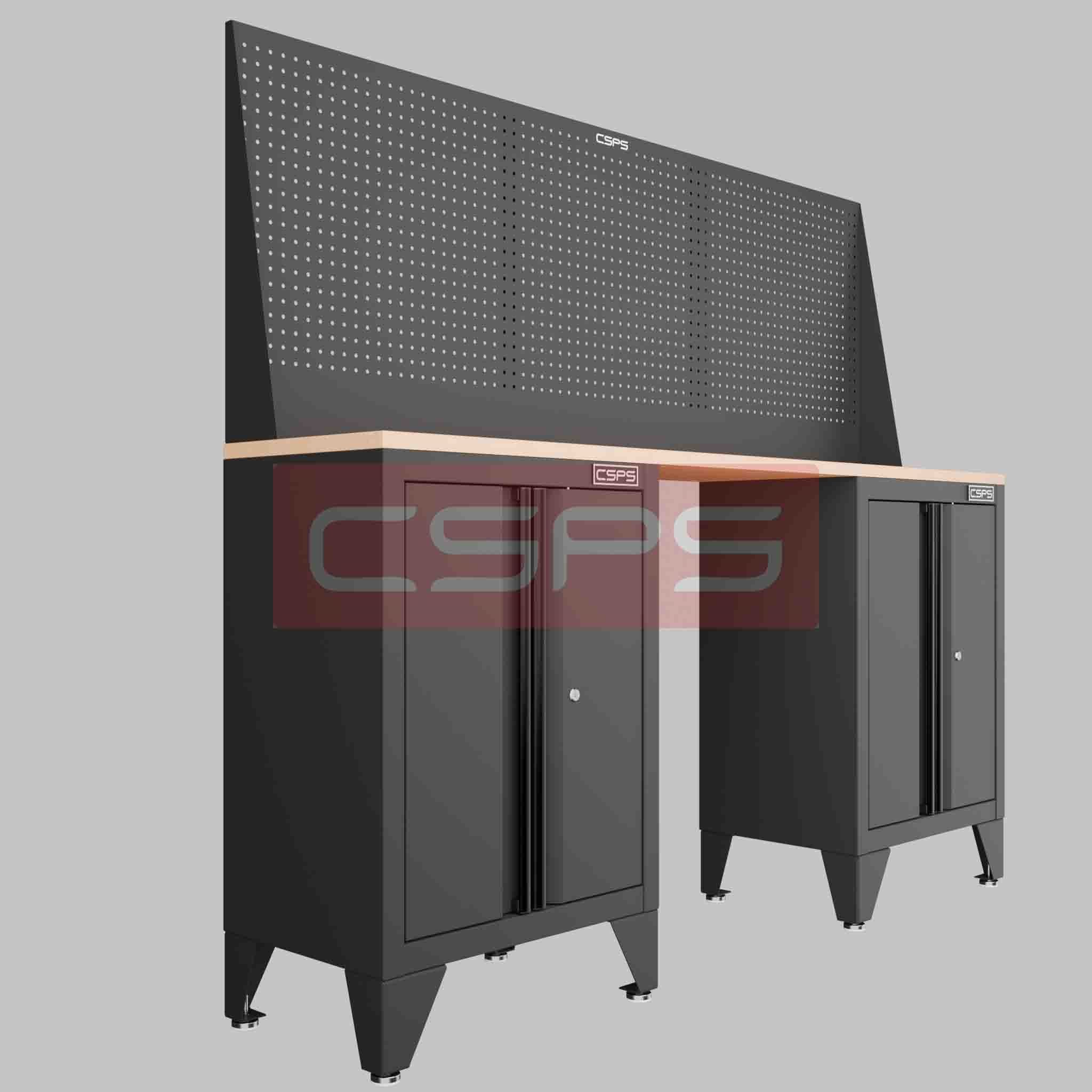 Tủ dụng cụ CSPS dài 183cm Rộng 41cm - 2 tủ - 00 học kéo chân cố định màu đen