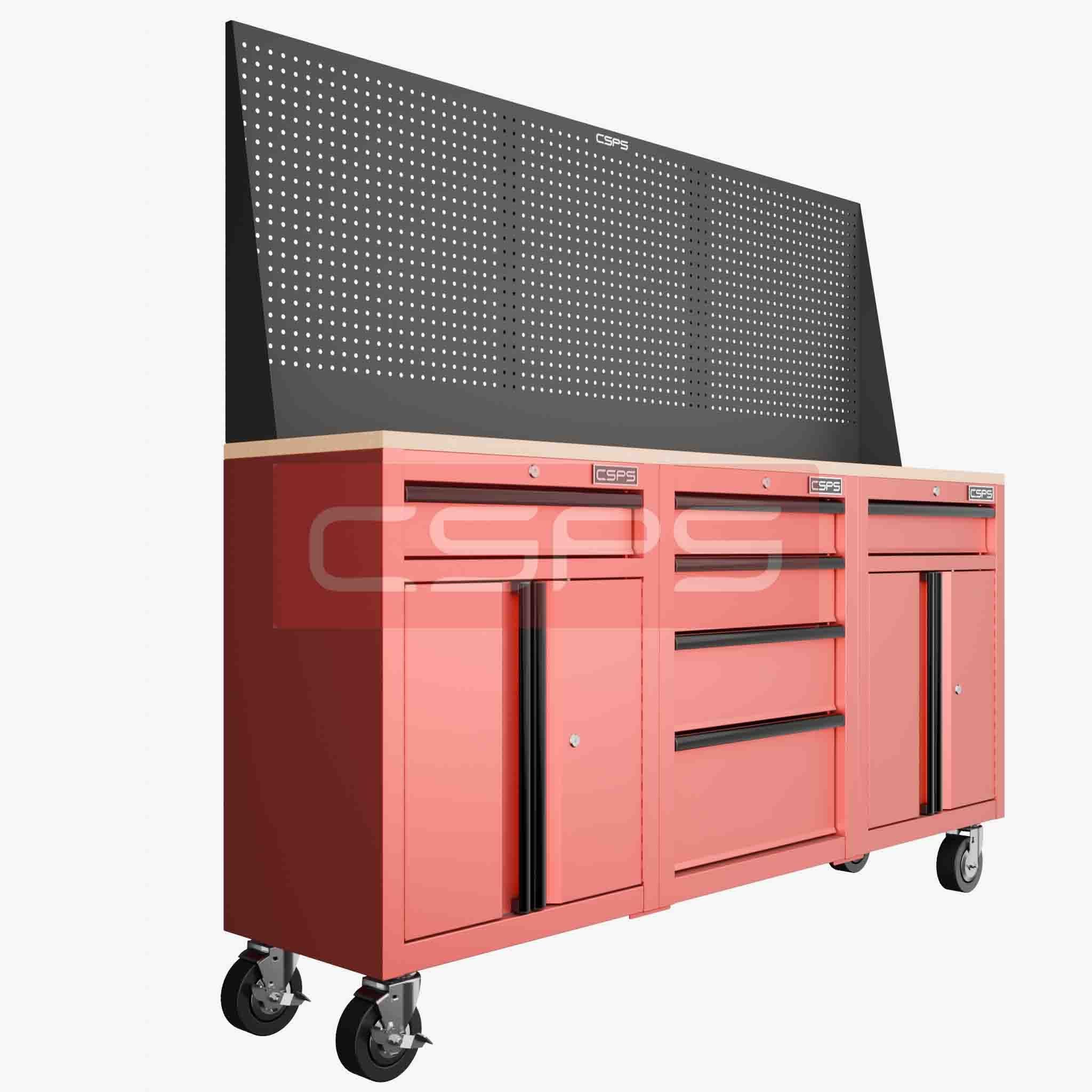 Tủ dụng cụ CSPS dài 183cm Rộng 41cm - 3 tủ - 06 học kéo có bánh xe màu đỏ