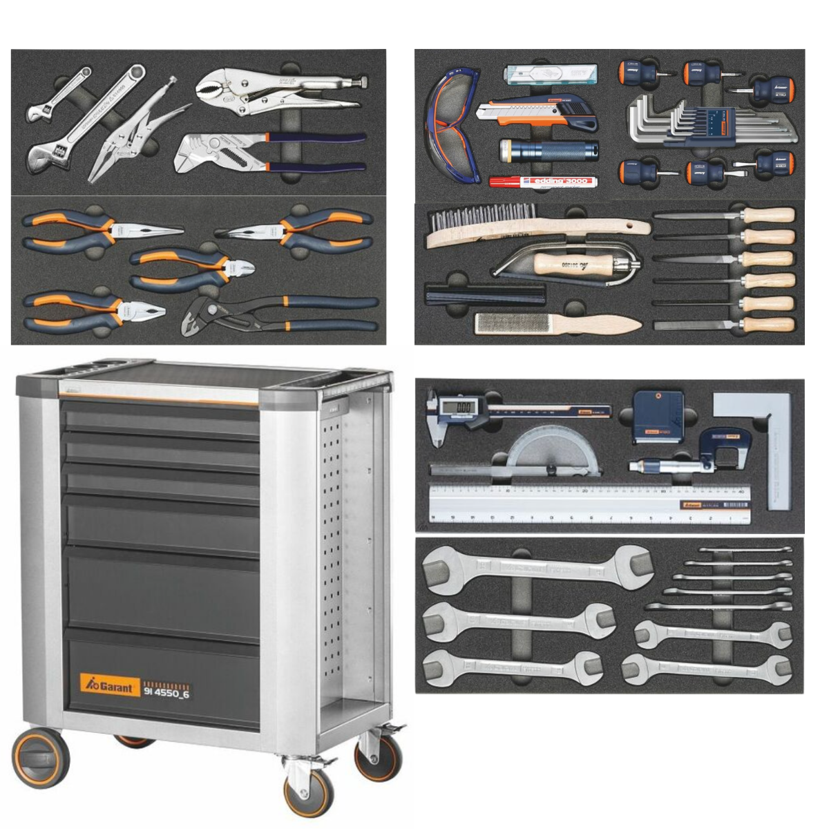 TỦ ĐỰNG DỤNG CỤ 6 NGĂN KÉO CÓ BÁNH XE GARANT VỚI 3 NGĂN FULL DỤNG CỤ