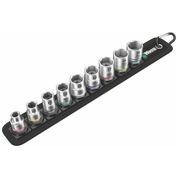 BỘ SOCKET 9 CÁI NGẮN WERA 3/8 BELT B 4 VELCRO 05003973001 L60020 3800