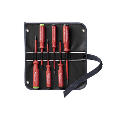 VDE STANDARD INSULATED SCREWDRIVER SET IN HIGH-QUALITY CLOTH BAG PB SWISS TOOLS PB 5543 SU GY